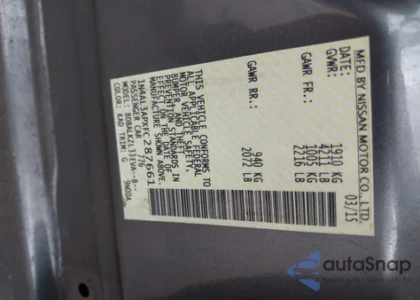 2015 Nissan Altima 2.5 Sv z USA, uszkodzony, nr VIN 1N4AL3APXFC287661